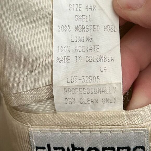 Claiborne Vintage 100% Worsted Wool Suit Jacket Four Button Gold Bronze 44R - Picture 9 of 9